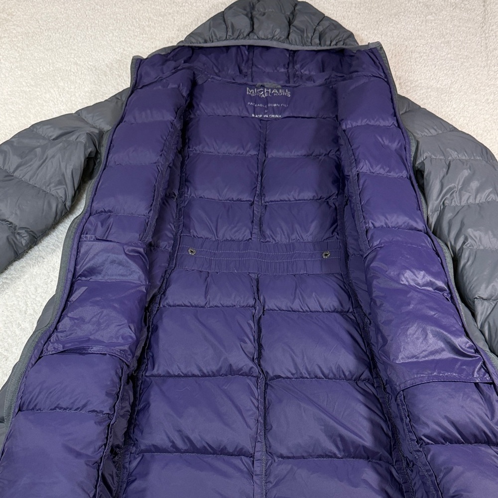 Michael Kors Women’s Packable Charcoal Hooded Down Fill Puffer Coat Parka Size M - Picture 9 of 14